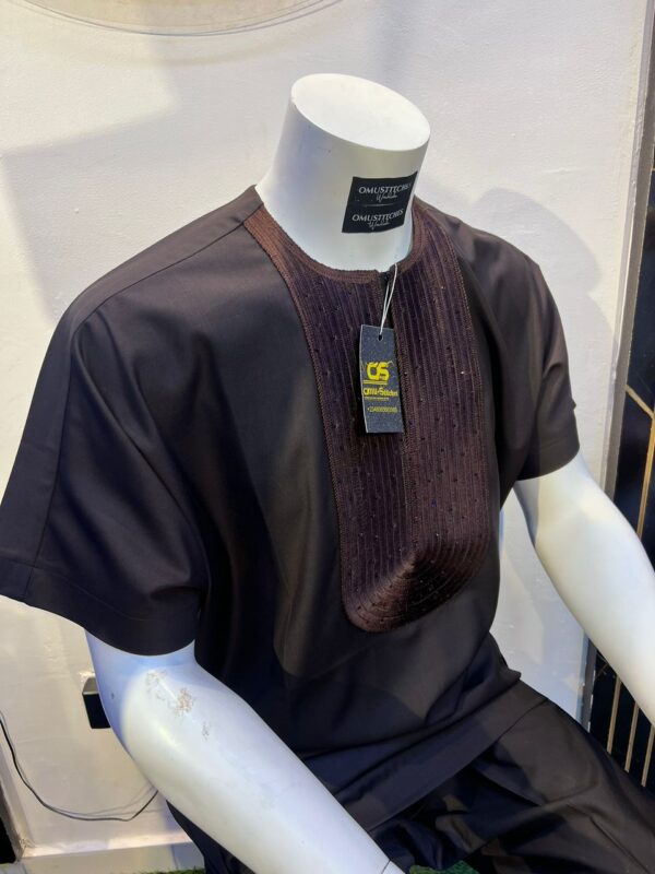 Minimalist Black Kaftan with Textured Panel