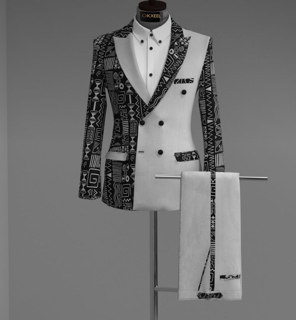 Double-breasted suit.